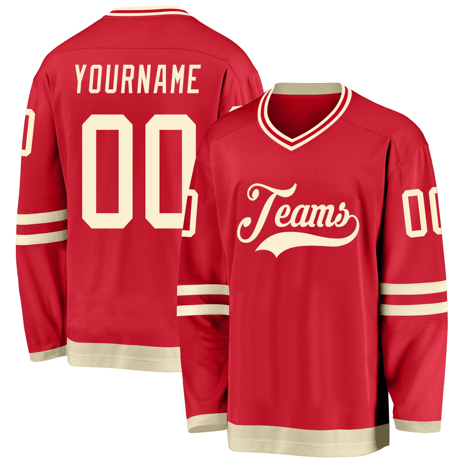 Personalized Red Cream Hockey Jersey Team Custom Name and Number