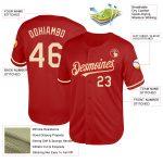 Personalized Red Cream Mesh Authentic Throwback Baseball Jersey Team Custom Name and Number