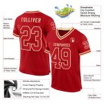 Personalized Red Cream Mesh Authentic Throwback Football Jersey Team Custom Name and Number