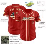 Personalized Red Cream Pinstripe Vintage USA Flag Authentic Baseball Jersey Team Custom Name and Number