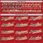Personalized Red Cream Pinstripe Vintage USA Flag Authentic Baseball Jersey Team Custom Name and Number