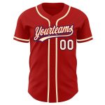 Personalized Red Cream-Royal Authentic Baseball Jersey Team Custom Name and Number
