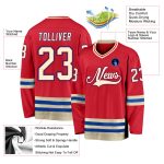 Personalized Red Cream-Royal Hockey Jersey Team Custom Name and Number