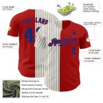 Personalized Red Cream-Royal Pinstripe Authentic Split Fashion Baseball Jersey Team Custom Name and Number