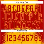 Personalized Red Gold 3D Pattern Abstract Splatter Grunge Art Two-Button Unisex Softball Jersey Team Custom Name and Number