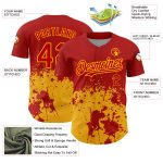 Personalized Red Gold 3D Pattern Design Abstract Splash Grunge Art Authentic Baseball Jersey Team Custom Name and Number