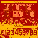 Personalized Red Gold 3D Pattern Design Abstract Splash Grunge Art Authentic Baseball Jersey Team Custom Name and Number