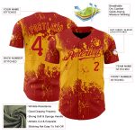 Personalized Red Gold 3D Pattern Design Abstract Splatter Grunge Art Authentic Baseball Jersey Team Custom Name and Number