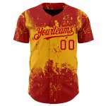 Personalized Red Gold 3D Pattern Design Abstract Splatter Grunge Art Authentic Baseball Jersey Team Custom Name and Number