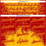 Personalized Red Gold 3D Pattern Design Dripping Splatter Art Performance T-Shirt Team Custom Name and Number