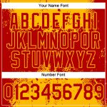 Personalized Red Gold 3D Pattern Design Dripping Splatter Art Performance T-Shirt Team Custom Name and Number