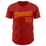Personalized Red Gold 3D Pattern Design Geometric Stars Authentic Baseball Jersey Team Custom Name and Number