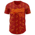 Personalized Red Gold 3D Pattern Design Halftone Geometric Shapes Authentic Baseball Jersey Team Custom Name and Number