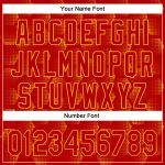 Personalized Red Gold 3D Pattern Design Halftone Geometric Shapes Authentic Baseball Jersey Team Custom Name and Number