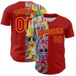 Personalized Red Gold 3D Pattern Design Rave Funny Monster Authentic Baseball Jersey Team Custom Name and Number