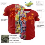 Personalized Red Gold 3D Pattern Design Rave Funny Monster Authentic Baseball Jersey Team Custom Name and Number