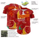 Personalized Red Gold 3D Pattern Design Sailing Boats Authentic Baseball Jersey Team Custom Name and Number