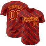 Personalized Red Gold 3D Pattern Design Slant Lines Authentic Baseball Jersey Team Custom Name and Number