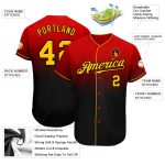 Personalized Red Gold-Black Authentic Fade Fashion Baseball Jersey Team Custom Name and Number