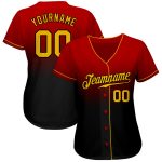 Personalized Red Gold-Black Authentic Fade Fashion Baseball Jersey Team Custom Name and Number