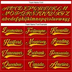 Personalized Red Gold-Black Hockey Lace Neck Jersey Team Custom Name and Number