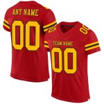 Personalized Red Gold-Black Mesh Authentic Football Jersey Team Custom Name and Number