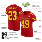 Personalized Red Gold-Black Mesh Authentic Football Jersey Team Custom Name and Number