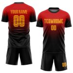 Personalized Red Gold-Black Sublimation Fade Fashion Soccer Uniform Jersey Team Custom Name and Number
