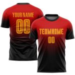 Personalized Red Gold-Black Sublimation Fade Fashion Soccer Uniform Jersey Team Custom Name and Number