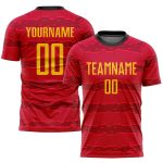 Personalized Red Gold-Black Sublimation Soccer Uniform Jersey Team Custom Name and Number