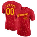 Personalized Red Gold Christmas 3D Performance T-Shirt Team Custom Name and Number
