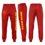 Personalized Red Gold Fleece Jogger Sweatpants Team Custom Name and Number