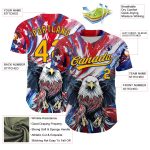 Personalized Red Gold-Navy 3D American Flag Eagle And Star Authentic Baseball Jersey Team Custom Name and Number