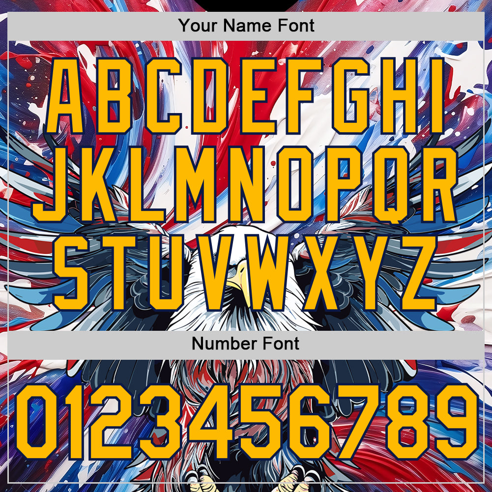 Personalized Red Gold-Navy 3D American Flag Eagle And Star Authentic Baseball Jersey Team Custom Name and Number Personalized Red Gold-Navy 3D American Flag Eagle And Star Authentic Baseball Jersey Team Custom Name and Number - Image 5