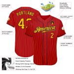 Personalized Red Gold Pinstripe Gold-Black Authentic Baseball Jersey Team Custom Name and Number