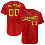 Personalized Red Gold Pinstripe Gold-Black Authentic Baseball Jersey Team Custom Name and Number