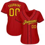Personalized Red Gold Pinstripe Gold-Black Authentic Baseball Jersey Team Custom Name and Number