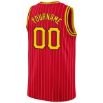 Personalized Red Gold Pinstripe Gold-Black Authentic Basketball Jersey Team Custom Name and Number