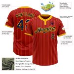 Personalized Red Gold Pinstripe Navy Two-Button Unisex Softball Jersey Team Custom Name and Number