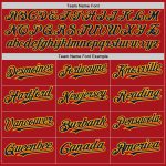 Personalized Red Gold Pinstripe Navy Two-Button Unisex Softball Jersey Team Custom Name and Number