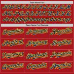 Personalized Red Gold Pinstripe Royal Two-Button Unisex Softball Jersey Team Custom Name and Number