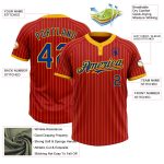 Personalized Red Gold Pinstripe Royal Two-Button Unisex Softball Jersey Team Custom Name and Number