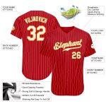 Personalized Red Gold Pinstripe White-Gold Authentic Baseball Jersey Team Custom Name and Number