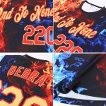 Personalized Red Gold-Red 3D Pattern Design Flame Performance T-Shirt Team Custom Name and Number