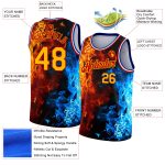 Personalized Red Gold-Royal 3D Pattern Design Flame Authentic Basketball Jersey Team Custom Name and Number