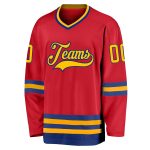 Personalized Red Gold-Royal Hockey Jersey Team Custom Name and Number