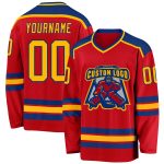 Personalized Red Gold-Royal Hockey Jersey
