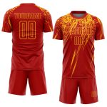 Personalized Red Gold Sublimation Soccer Uniform Jersey