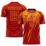 Personalized Red Gold Sublimation Soccer Uniform Jersey
