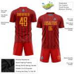 Personalized Red Gold Sublimation Soccer Uniform Jersey Team Custom Name and Number